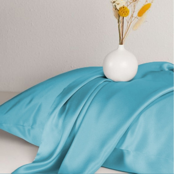 Фото - Простынь двуспальная MirSon Satin Light Pro 10-008 Blue 180x200+25 см (2200010172683)