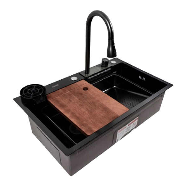 Фото - Мойка кухонная Platinum PVD черная CM 75x46A Handmade "Водопад" Фото - Мойка кухонная Platinum PVD черная CM 75x46A Handmade "Водопад"