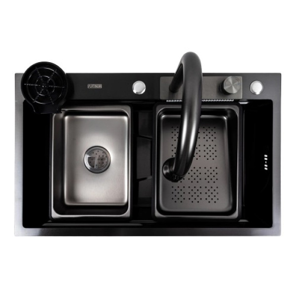 Фото - Мойка кухонная Platinum PVD черная CM 75x46A Handmade "Водопад"