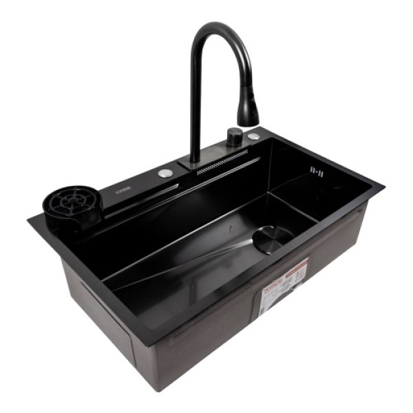 Фото - Мойка кухонная Platinum PVD черная CM 75x46A Handmade "Водопад"