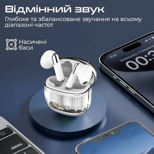 Фото - Наушники вкладыши беспроводные TWS Promate transpods.white