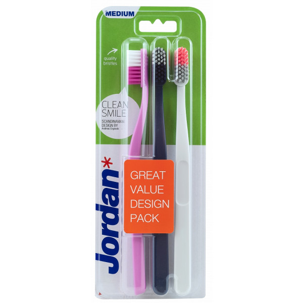 Фото - Зубная щетка мануальная детская Jordan Clean Smile, 12+ лет, средняя жесткость, 3 шт. (56106310)