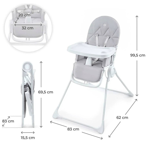 Фото - Стульчик для кормления классический Kinderkraft Binci Light Grey (KHBINC00LGR0000)