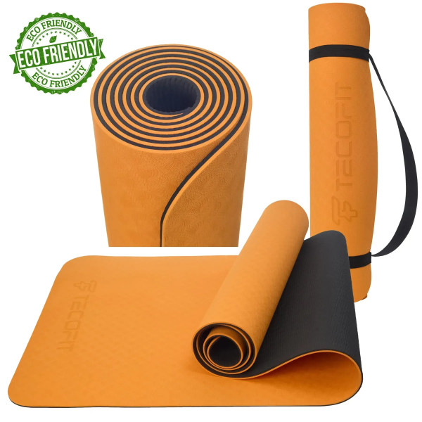 Фото - Коврик для йоги и фитнеса TECOFIT Dual Color TPE Mat 183х61х0.6 см Orange/Black (TOP18013825/4)