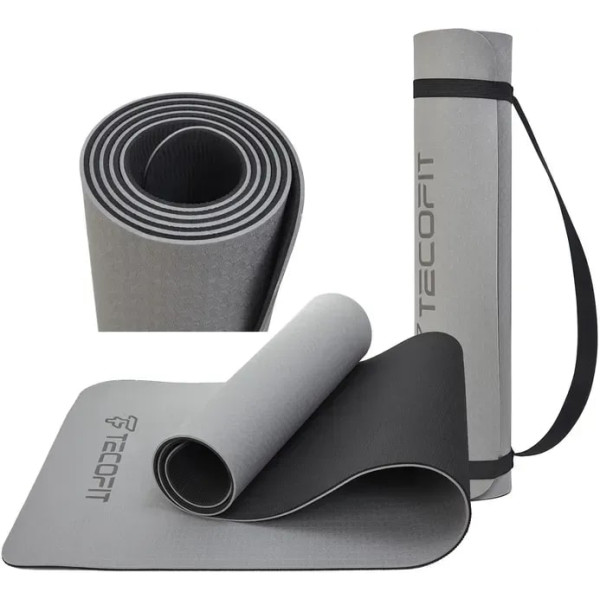 Фото - Коврик для йоги и фитнеса TECOFIT Dual Color TPE Mat 183х61х0.6 см Black/Grey (TOP18013825/1)