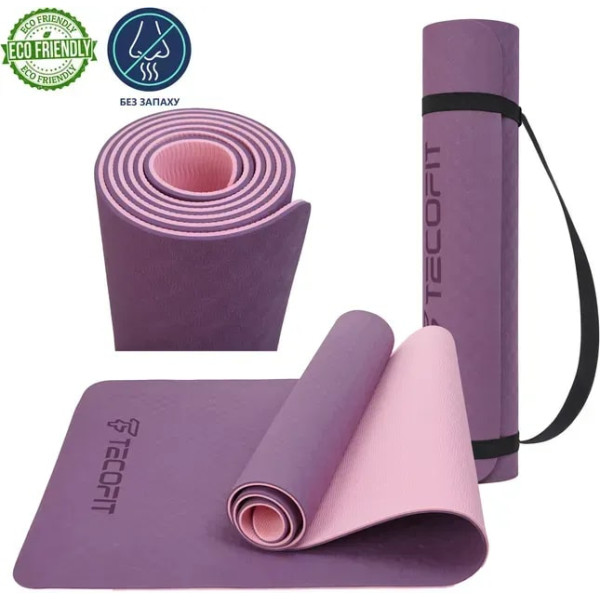 Фото - Коврик для йоги и фитнеса TECOFIT Dual Color TPE Mat 183х61х0.6 см Purple/Pink (TOP18013825/3)