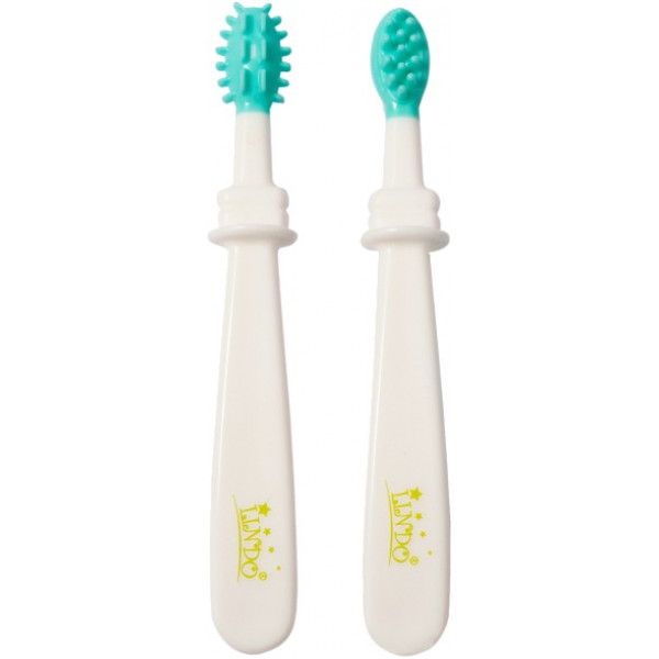 Фото - Зубная щетка мануальная детская Lindo для зубов и десен, 2 шт, зеленая (Pk 072 зел)