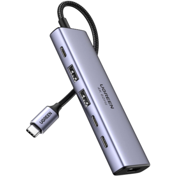 Фото - Хаб USB UGREEN CM511 USB-C to HDMI+2xUSB 3.2+2xUSB-C 3.2+PD Power Converter Gray (35999)