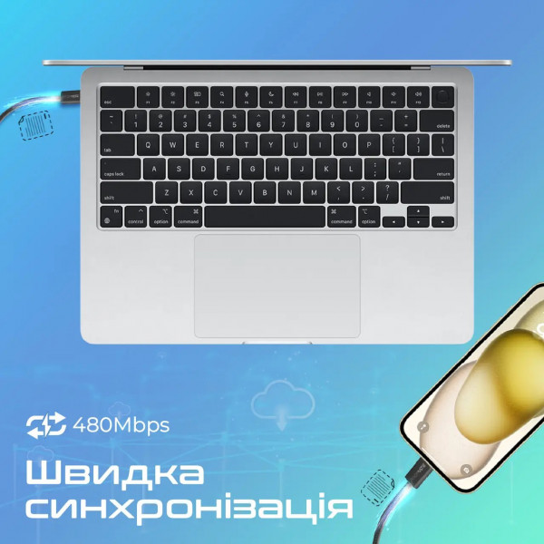 Фото - Кабель синхронизации данных Promate Type-C - USB Type-C (ecoline-cc120.black)