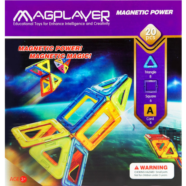 Фото - Конструктор магнитный MagPlayer 20 эл. (MPA-20)