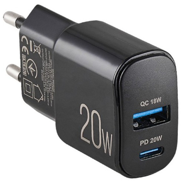 Фото - Сетевое зарядное устройство Brevia ePower PD20W USB-C+USB-A (45020CAB)