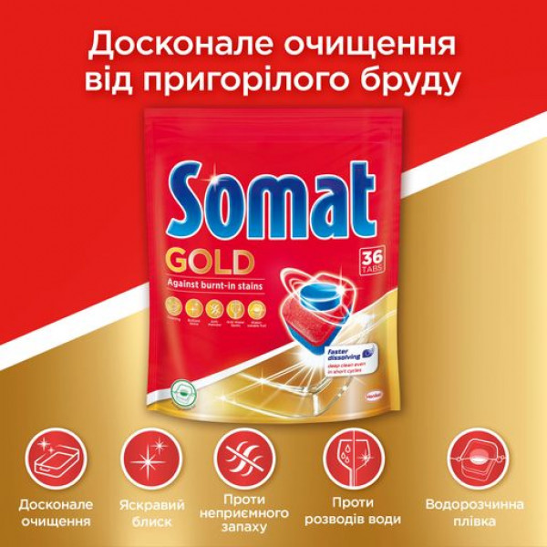 Фото - Таблетка для посудомоечной машины Somat Gold 36 шт. (9000101320930)