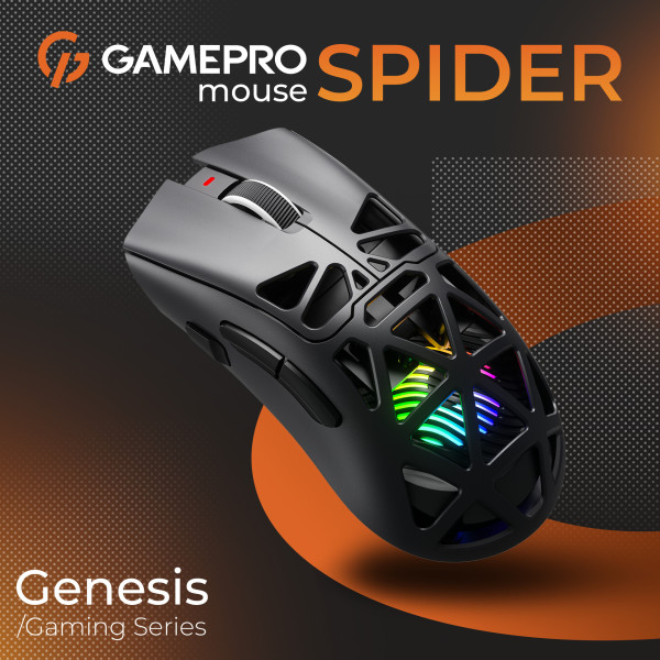 Фото - Мышь беспроводная игровая GamePro Genesis Spider Wireless/Bluetooth/USB PixArt PAW3311 Sensor Black (GM870B)