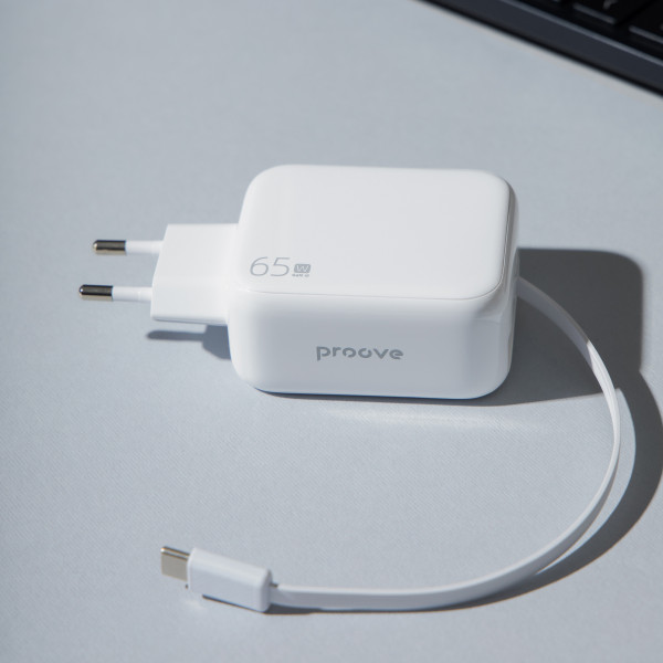 Фото - Сетевое зарядное устройство Proove Fixtape GaN Type-C 65W white (WCFP65010202)