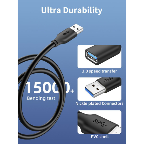 Фото - Кабель USB type A - USB type A Cabletime USB - USB V 3.0 (M/F) 0.5m Black (CA11L)