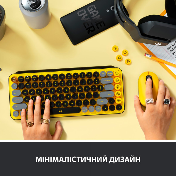 Фото - Клавиатура беспроводная Logitech POP Keys Wireless Mechanical Keyboard With Emoji Keys Blast Yellow (920-010735)
