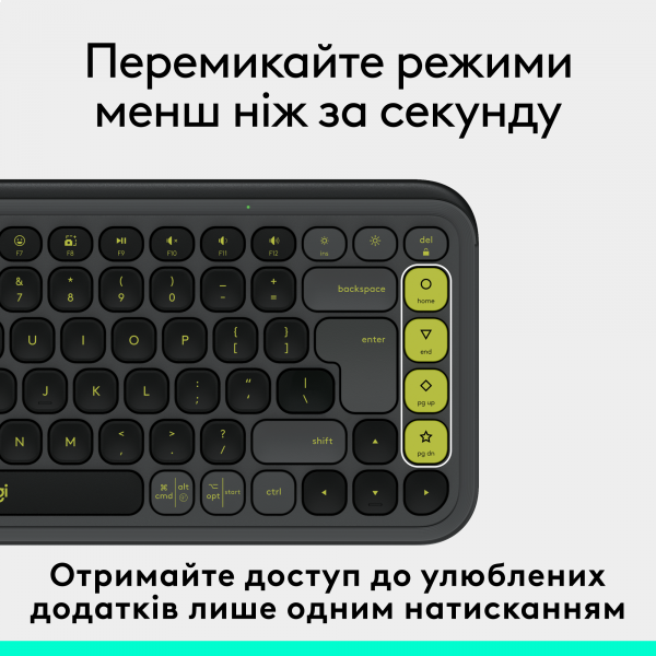 Фото - Уценка - Клавиатура беспроводная Logitech POP Icon Keys Graphite UKR (920-013157)