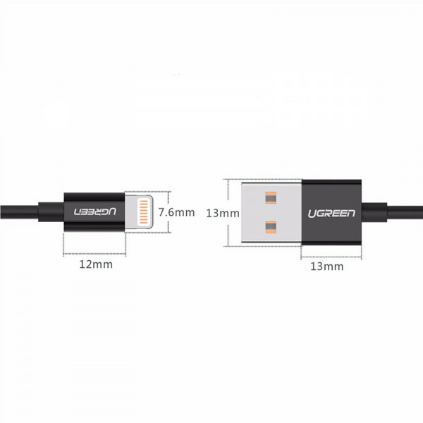 Фото - Кабель синхронизации данных UGREEN US155 USB - Lightning Cable 2m Black (UGR-80823)