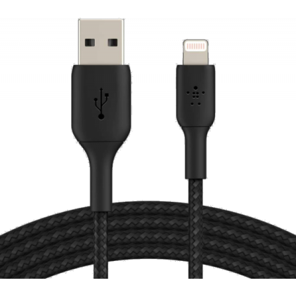 Фото - Кабель синхронизации данных Belkin USB-A - Lightning Braided 1m Black (CAA002BT1MBK)