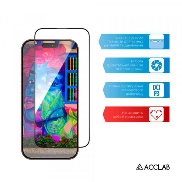 Фото - Защитное стекло для смартфона ACCLAB Full Glue for Apple iPhone 16 Pro Black (1283126593277)