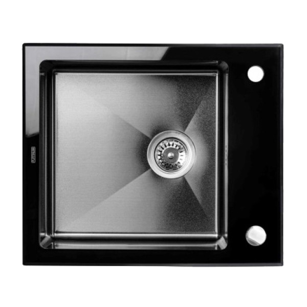Фото - Мойка кухонная Platinum Handmade PVD BLACK GLASS 600х510х200 мм