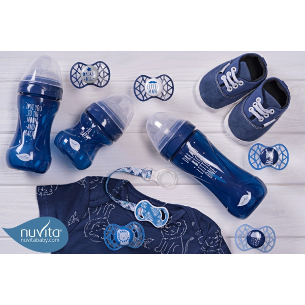 Фото - Бутылочка для кормления Nuvita Антиколиковая Mimic Cool 330 мл Dark Blue (NV6052NIGHTBLUE)