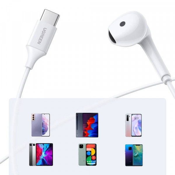 Фото - Наушники вкладыши проводные UGREEN EP101 Wired Earphones with Type-C Connector White (60700)
