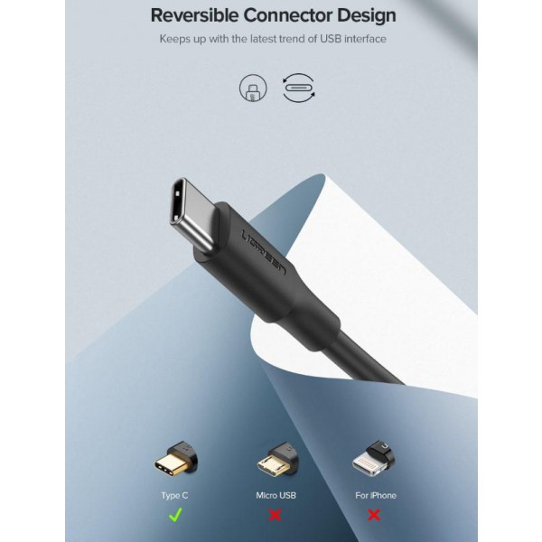 Фото - Кабель синхронизации данных UGREEN US287 USB 2.0 to USB Type-C 0.5m Black (60115)
