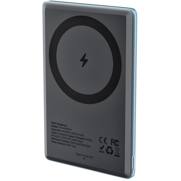 Фото - Батарея мобильная YOKI Magnetic Elegance 15W 5000 mAh (YK-MPE515 Blue)