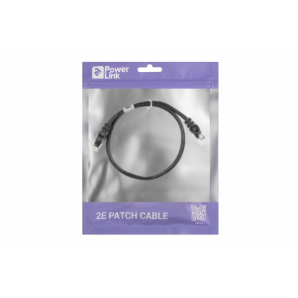 Фото - Кабель патч-корд 2E Cat 5e UTP RJ45 26AWG 0.50 m Black (2E-PC5ECA-050BK)