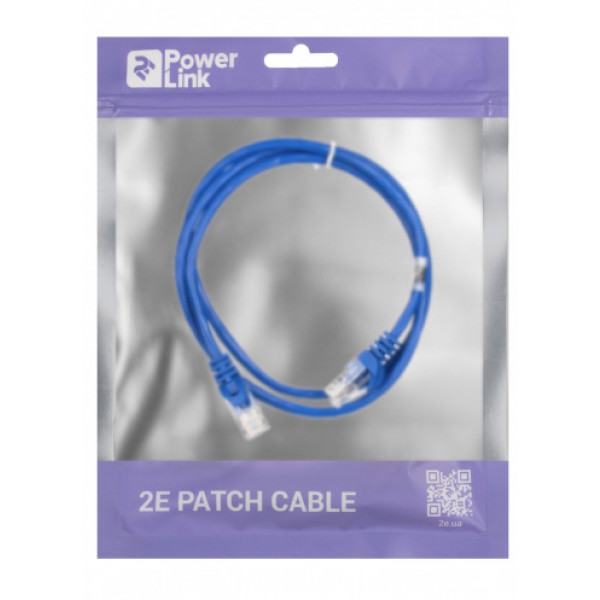 Фото - Кабель патч-корд 2E Cat 5e UTP RJ45 26AWG 1.00 m Blue (2E-PC5ECA-100BL)