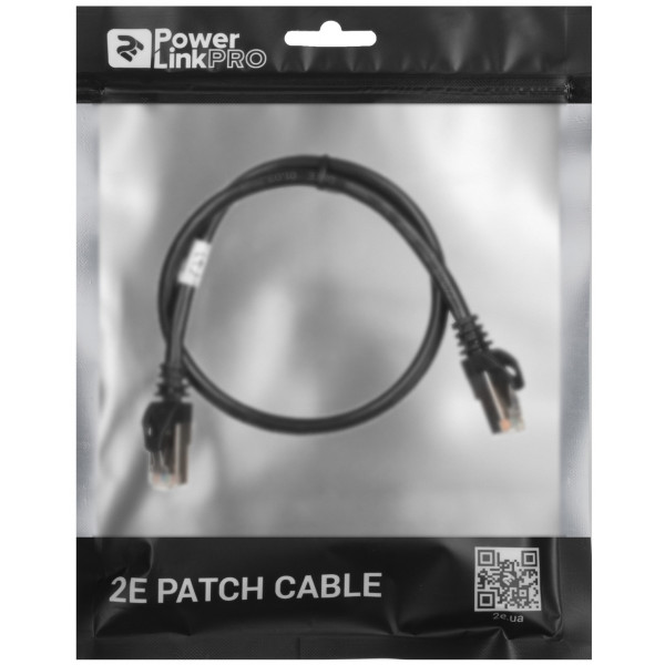 Фото - Кабель патч-корд 2E Cat 6 S-FTP RJ45 4Х2 27AWG 0.50 m Black (2E-PC6SFTPCOP-050BK)