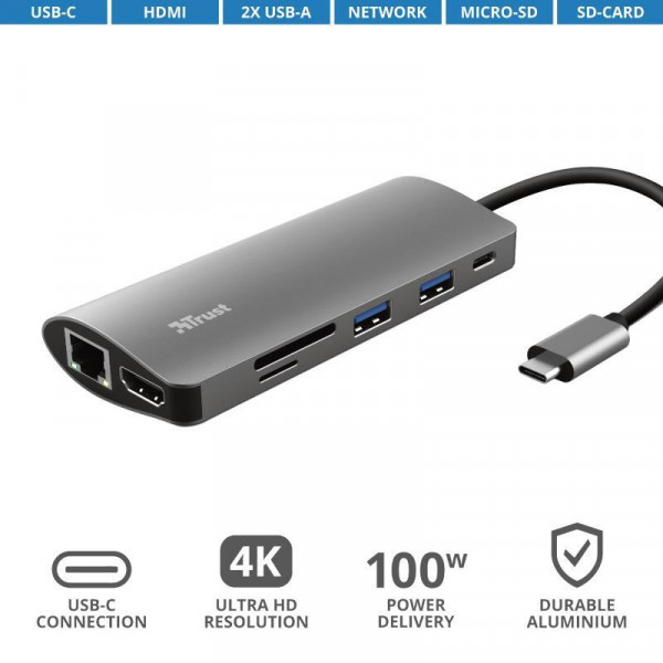 Фото - Хаб USB Trust Dalyx 7-In-1 USB-C Aluminium (23775)