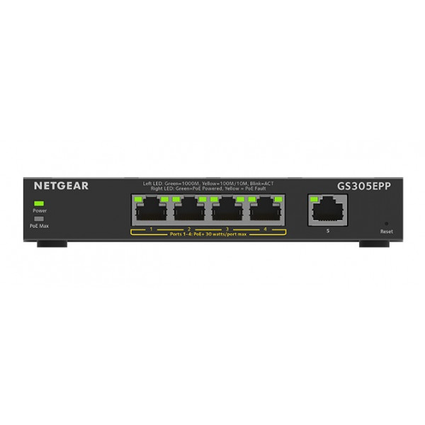 Фото - Коммутатор локальной сети (Switch) Netgear GS305EPP 4xGE PoE+ (120W), 1xGE
