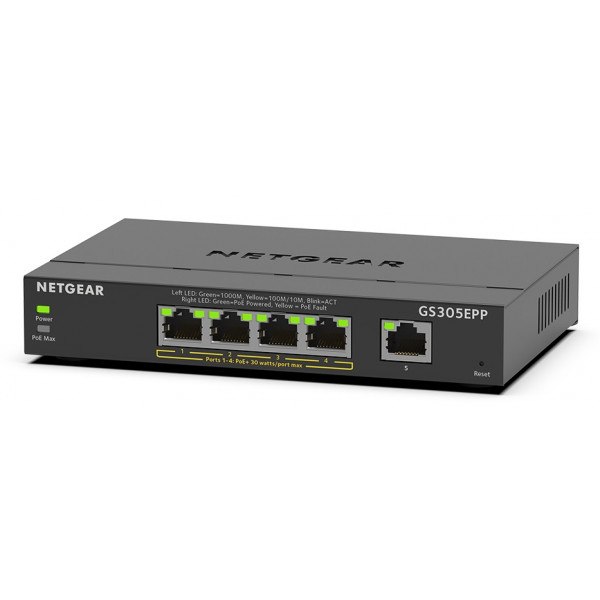 Фото - Коммутатор локальной сети (Switch) Netgear GS305EPP 4xGE PoE+ (120W), 1xGE