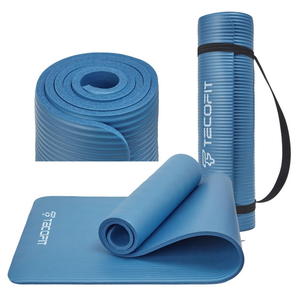 Фото - Коврик для йоги и фитнеса TECOFIT NBR 183x61x1 см Blue +чехол-сумка в подарок (TOP20106462/1)