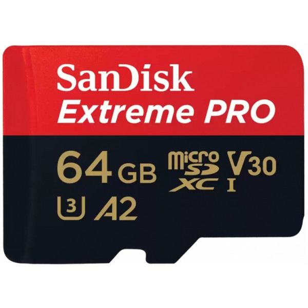 Фото - Уценка - Карта памяти SanDisk microSD 64GB C10 UHS-I U3 Extreme Pro V30+SD (SDSQXCU-064G-GN6MA)