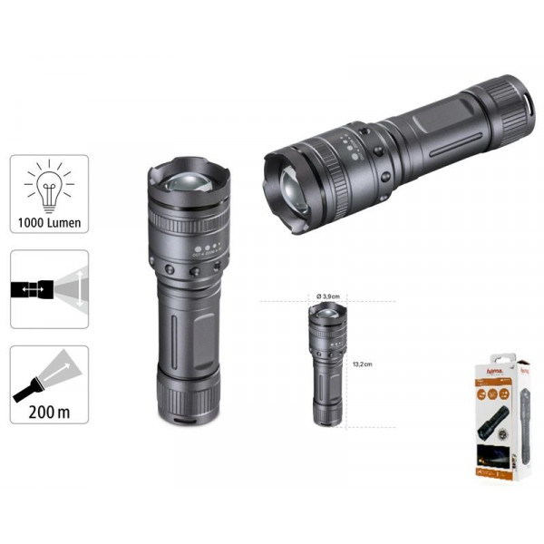 Фото - Фонарь Hama Ultra Pro LED Torch L1000 Black (00185801)