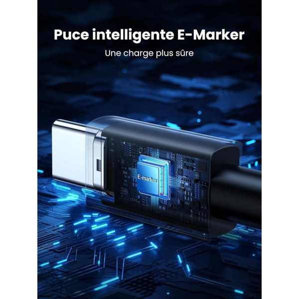 Фото - Кабель синхронизации данных UGREEN L513 USB-C to USB-C PD 3.1 240W 2m Space Gray (45068)