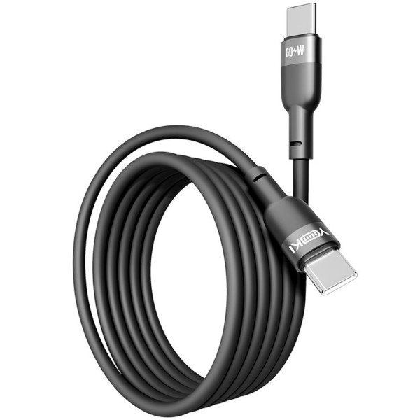 Фото - Кабель синхронизации данных YOKI SILICONE Type-C to Type-C 60W 1.2m Black (YK-SI50)
