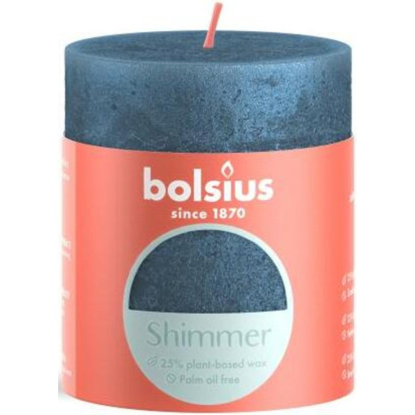 Фото - Свеча декоративная Bolsius SHIMMER 80/68 синяя (637060)