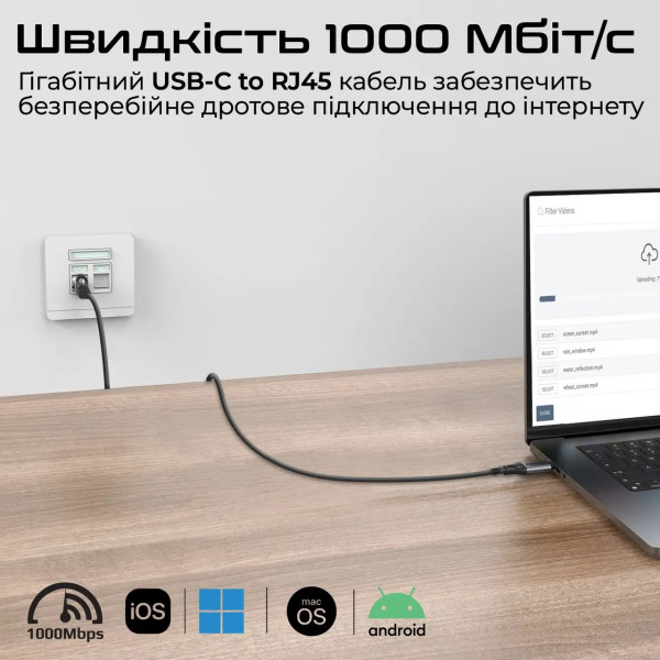 Фото - Переходник USB Type-C - RJ-45 Promate clink-rj45