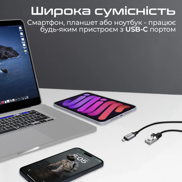 Фото - Переходник USB Type-C - RJ-45 Promate clink-rj45