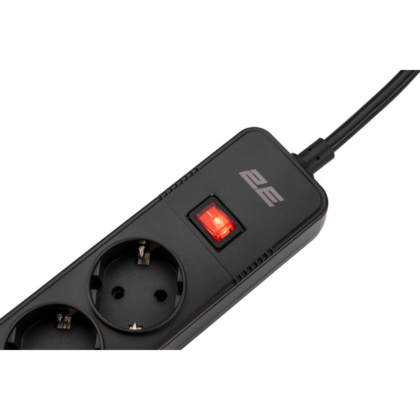 Фото - Сетевой фильтр 2E 5XSchuko 3xUSB-A 2 м Black (2E-SP515M2USBBK)