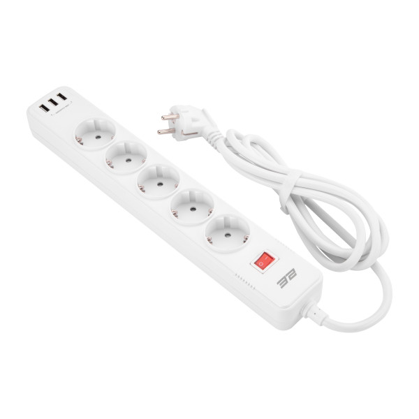 Фото - Сетевой фильтр 2E 5XSchuko 3xUSB-A 2 м White (2E-SP515M2USBWH)