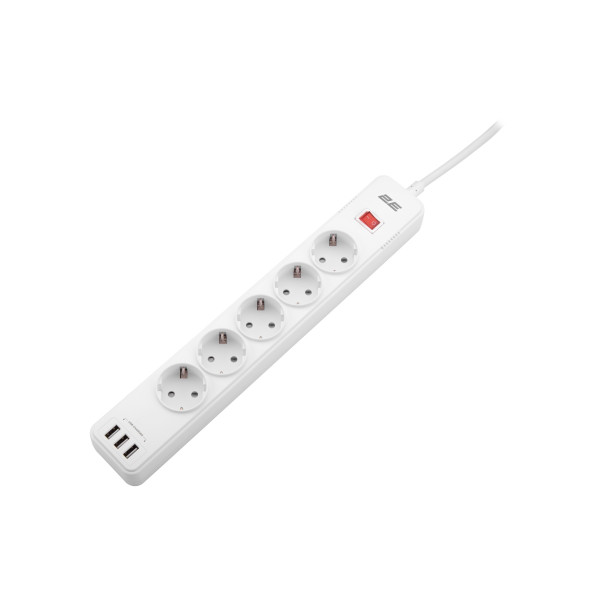 Фото - Сетевой фильтр 2E 5XSchuko 3xUSB-A 2 м White (2E-SP515M2USBWH)