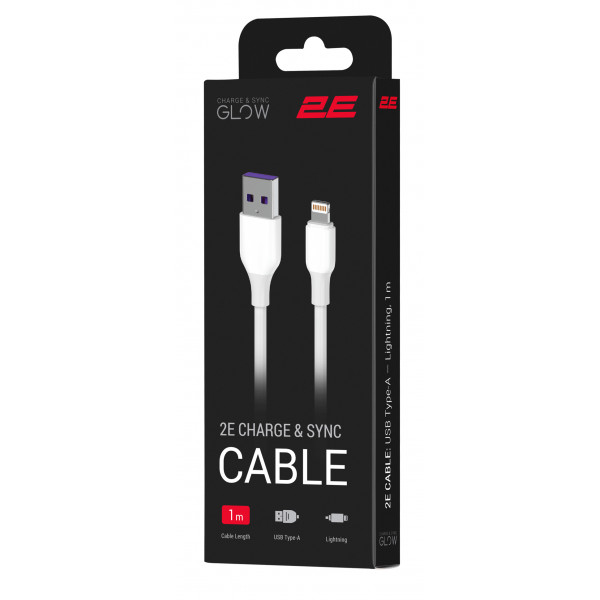 Фото - Кабель синхронизации данных 2E USB-A - Lightning Glow 1 m White (2E-CCAL-WH)