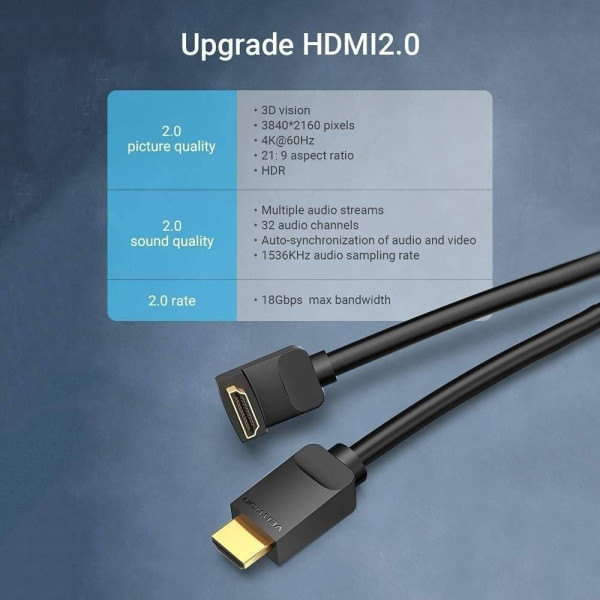 Фото - Кабель HDMI Vention HDMI - HDMI V 2.0 (M/M) 1 м Black (AARBF)