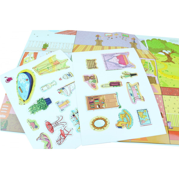 Фото - Настольная игра (5-7 лет) Умняшка с многоразовыми наклейками Кукольный домик (КП-003)