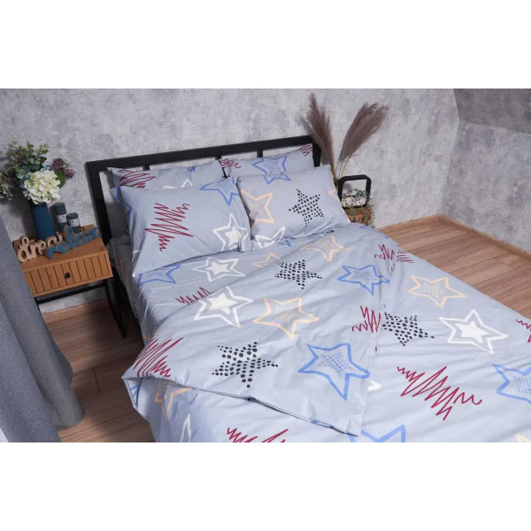 Фото - Комплект постельного белья Moon&Star Бязь Gold Люкс «Light Stars» King Size 220x240 см нав.  4х70х70 (MS-820001637)